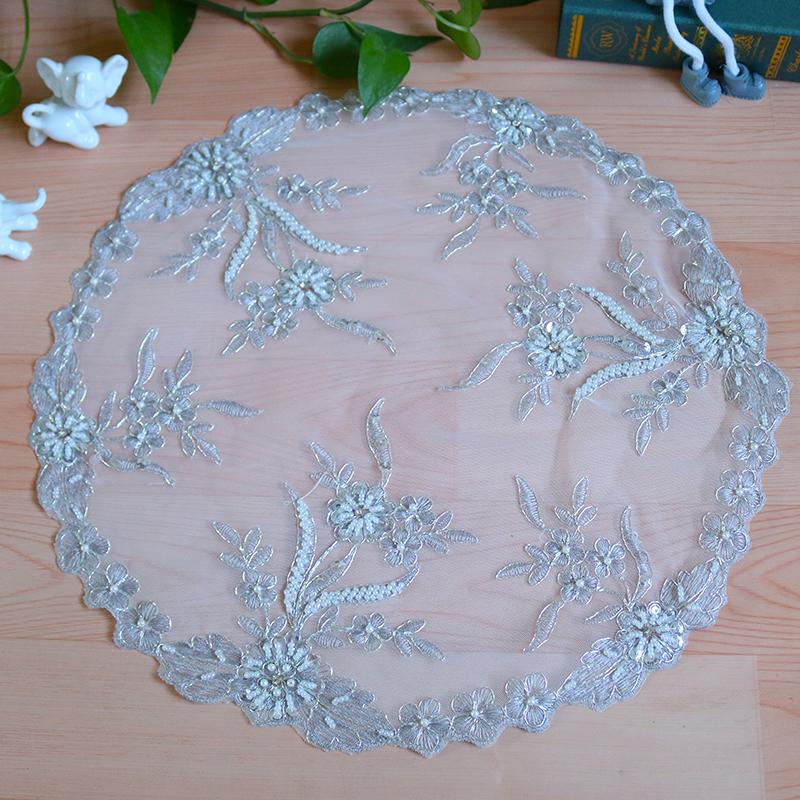Round mesh Sequin flowers Embroidery table cloth cover wedding tablecloth kitchen Christmas Table decoration and accessories