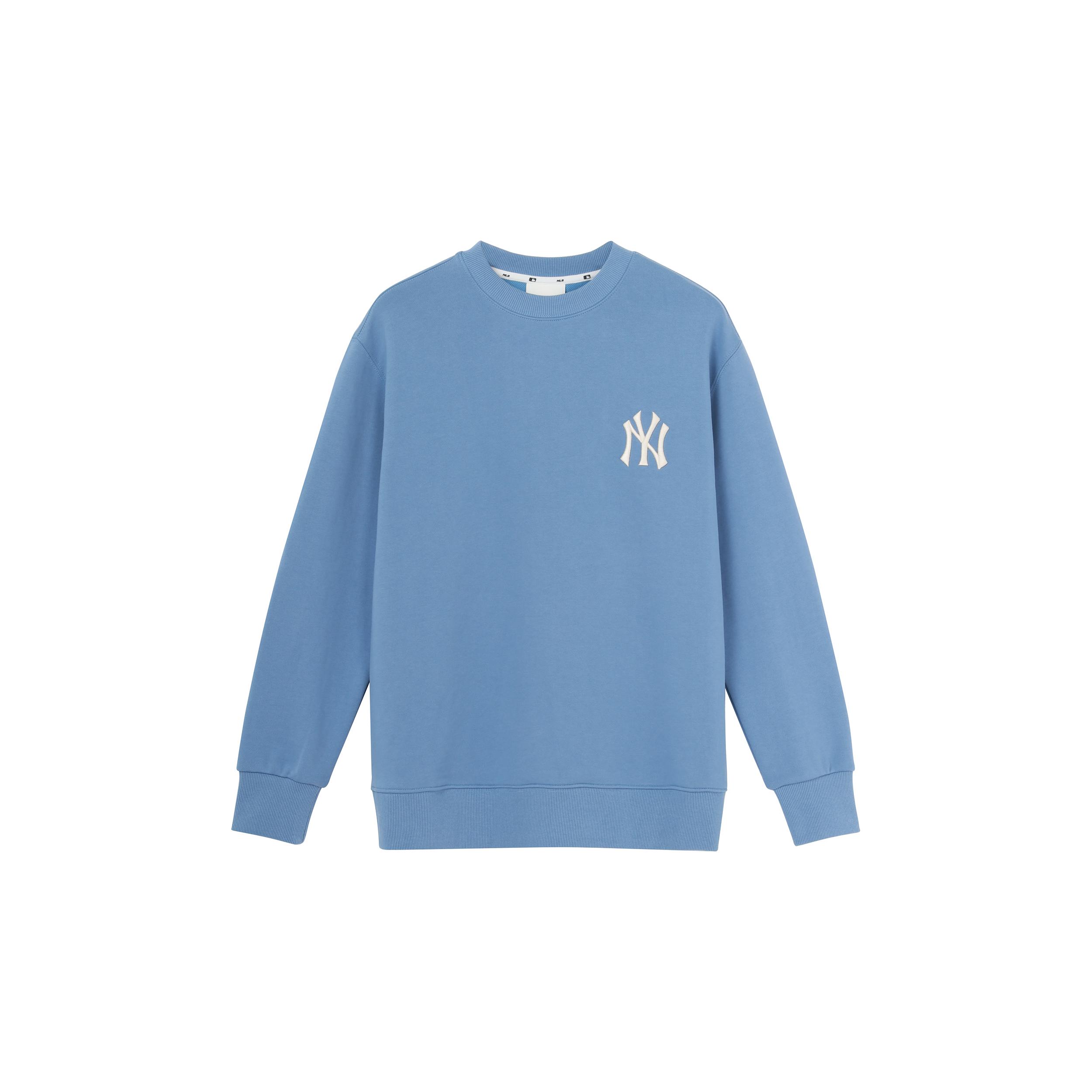 MLB Old Flower Sweatshirts Unisex Blue Crew Neck Moderate Regular 31MTM1041-50S XS