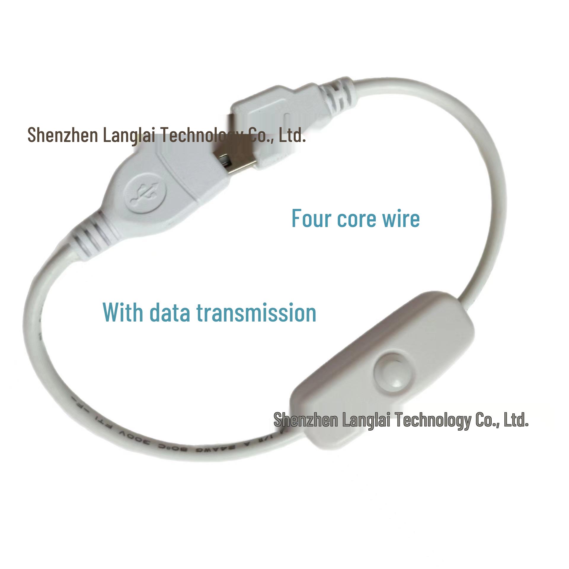 USB Cable with Switch - Four-Core Data Transfer Cable with USB Interface
