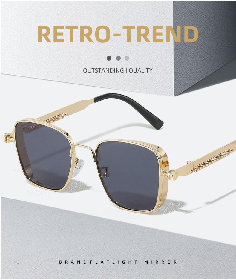 2025 Retro Square Steampunk Metal Sunglasses with Universal Fit