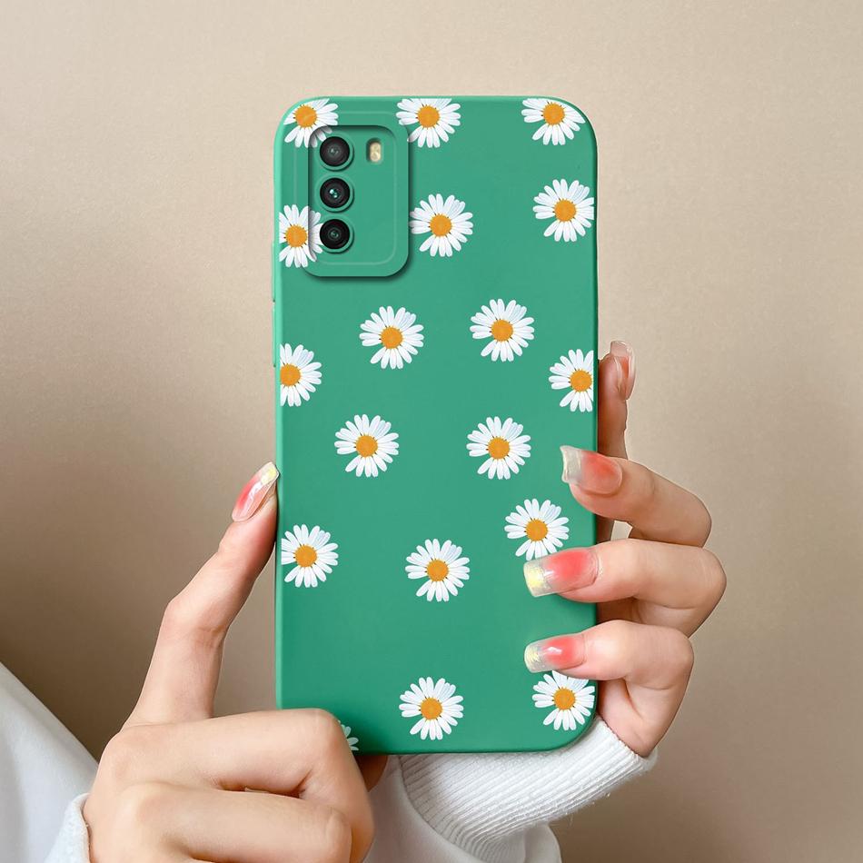 Case For Xiaomi Poco M3 Pro Floral Soft Liquid Silicone Camera Protection Anti Choc Back Cover For Poco M 3 Pro M3Pro Coque Capa