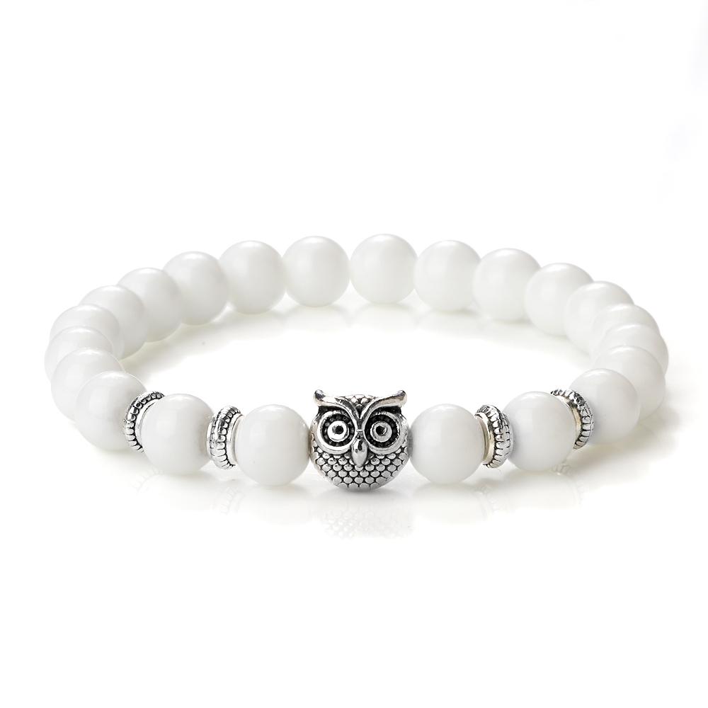 

Vintage Owl Bracelets & Bangles for Men and Women, Natural Lava Stone, Malachite Beads, Couple Bracelets, Friendship Jewelry, Gifts CHINA&17cm