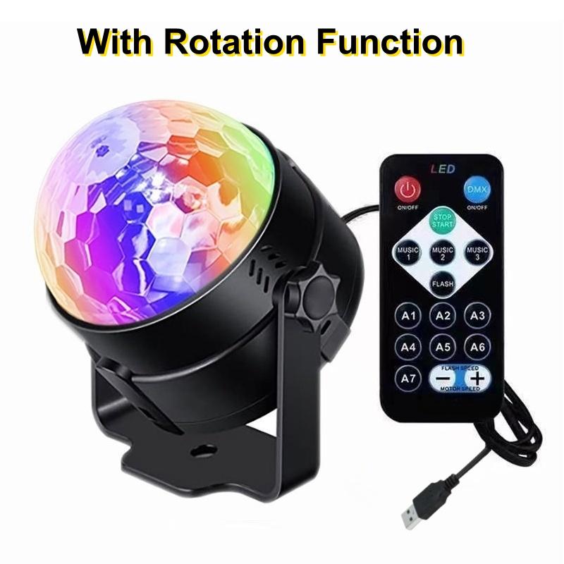 Music Sync LED Stage Disco Light With Remote Control Christmas Atmosphere Rotating Ball Lamp for Party Home KTV DJ Bar Xmas