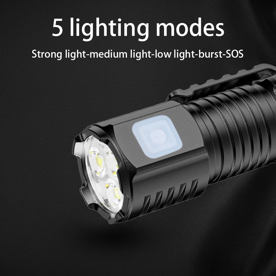MINI 3LED Flashlights Rechargeable with Built in Battery Torch Portable Outdoor Waterproof Hiking Flashlight Pen Clip HeadLamp