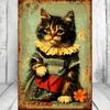 Vintage Cat In Sweater Tin Sign, 12x8 Retro Metal Wall Decor for Living Room