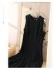 Minimalist round neck sleeveless vest dress for 2026 spring fashion, versatile and slimming, mid length dress