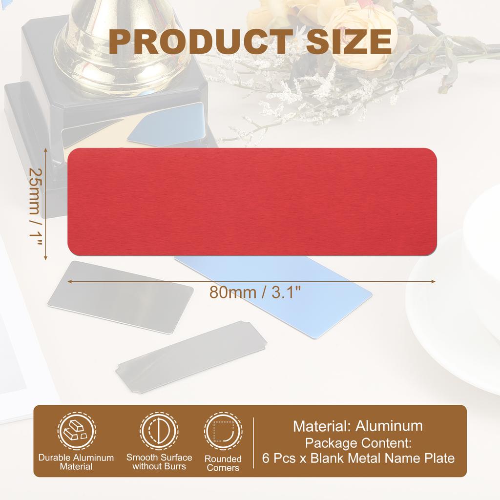 6/12Pcs Blank Engraved Metal Name Plates Laser Strong Adhesive Nameplate Anodized Aluminium Custom Blank Plates Bussness Cards