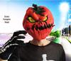 Scary Halloween Pumpkin Head Latex Mask - Orange & Red Masquerade Costume