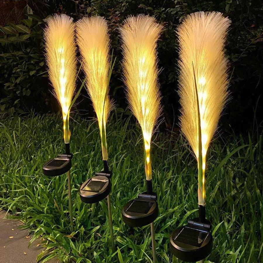 LED Solar Simulation Reed Fiber Optic Lamp, Outdoor Waterproof Lawn and Courtyard Decoration Lamp