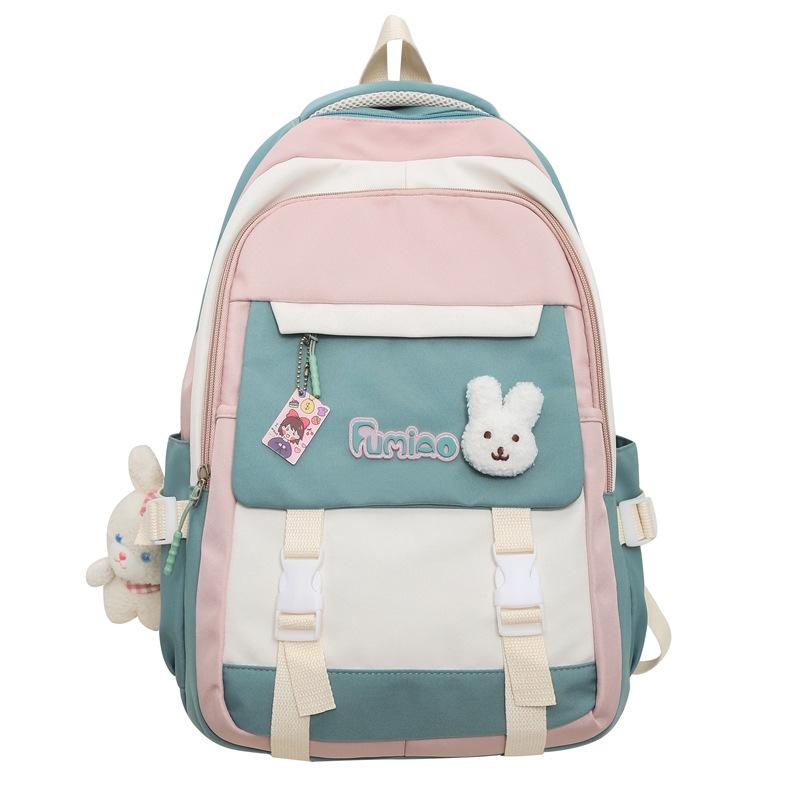 Schoolbag Junior High School Women's Large Capacity Backpack Color Contrast Backpack For High School Students
