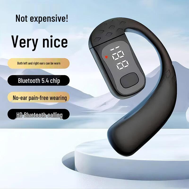 Ultra-Long Battery Bluetooth Earhook Earbuds with Digital Display