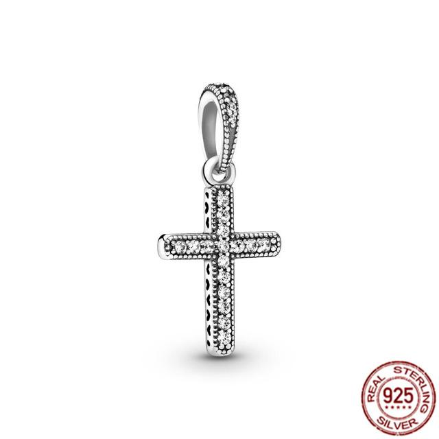 Pozlacený třpytivý Ježíš kříž přívěsek přívěsek zirkonové kamínky korálek fit originální módní náramek stříbro 925 DIY šperků dárek