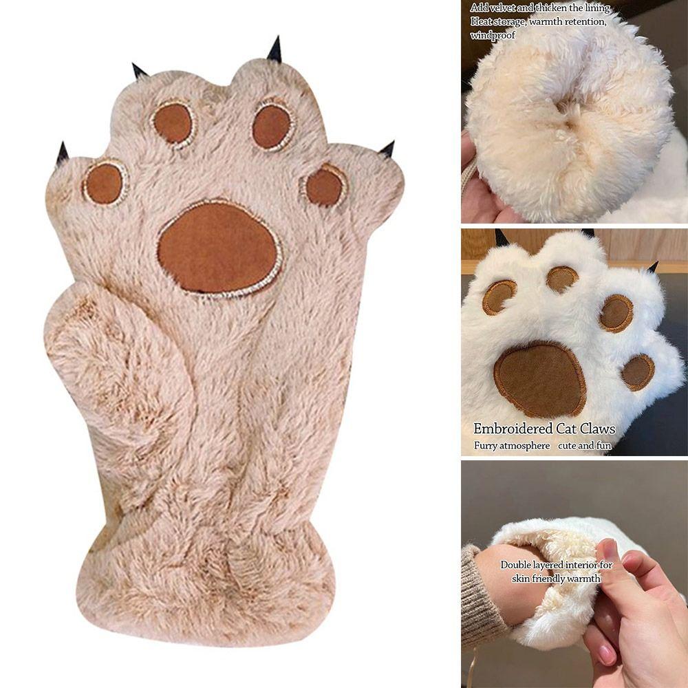 Plush Furry Mittens Bear Paw Animal Gloves Fashion Cat Paw Gloves  Cosplay