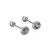 Light Luxury Round Colored Diamond Stud Earrings For Women Screw Back Comfortable Sleep In Hoops Niche Design Jewelry