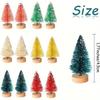 10-100PCS Mini Christmas Bottle Brush Trees Village Ornaments Plastic Trees with Wooden Base Miniature Xmas Tree Decorations Set