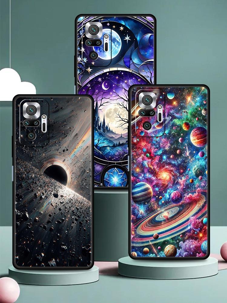Universe Starry Sky Moon Phone Case Cover for Redmi 14C 10C Note 15 14 13 12 10 11 K40 Pro Plus 5G Shockproof Soft TPU Shell