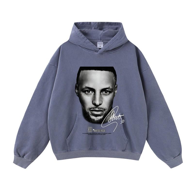 Mens Oversized Cotton Hoodie Streetwear Loose Fit Heavyweight Sweatshirt With Distressed Wash Effect