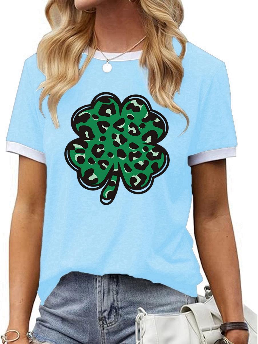 

улица. Однотонная футболка с коротким рукавом на День Святого Патрика для европейского и американского рынков XXL