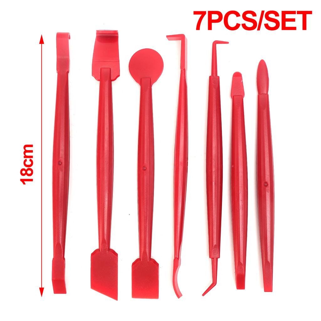 7Pcs Car Film Trimming Tool Car Wrap Vinyl Scrapers 3D Carbon Fiber Decal Film Micro Squeegee Felt Kit Wrap Vinyl Tools Red