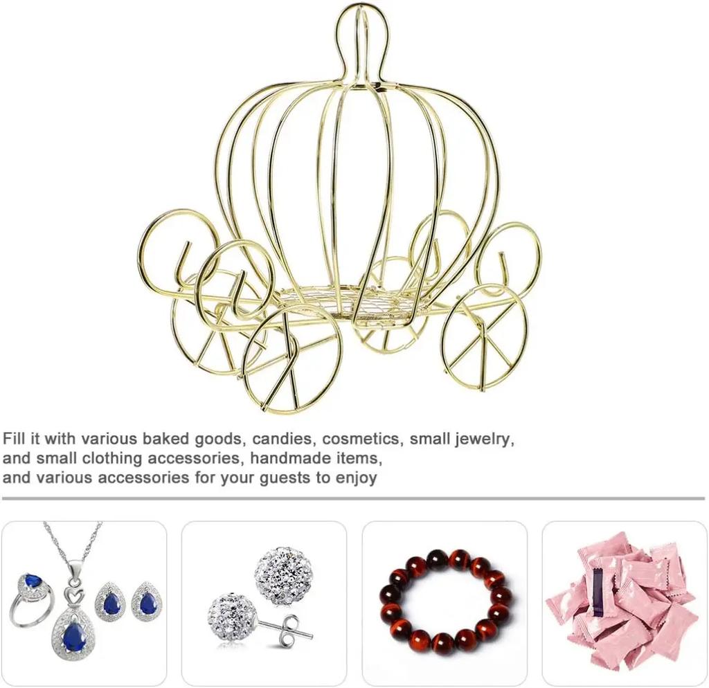 Cinderella Pumpkin Carriage Candy Holder Wedding Carriage Golden Candy Box For Party Halloween Christmas Decoration