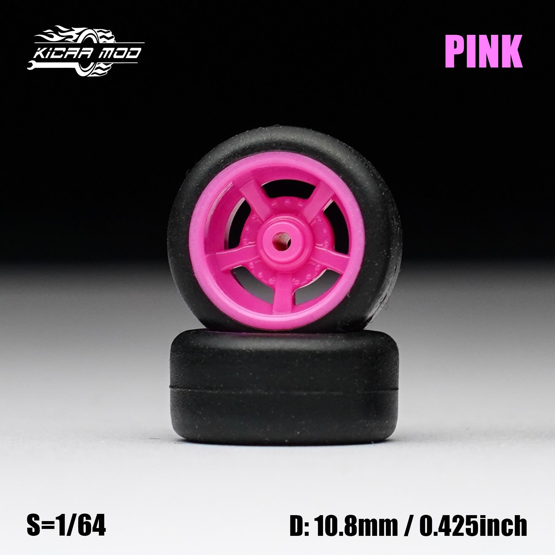 1/64 Modellauto Rosa Räder Mit Festen Gummireifen Kommt Mit Nieten Für Diecast Modell Umbau Teile Für Räder 4 Stück 1 Satz