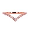 Korean-Japanese Style V-shaped Rose Gold Ring with Micro-inlaid Diamonds and Geometric Zirconium Titanium Steel Design.