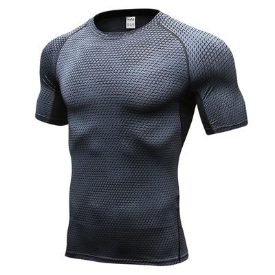 Stampa tridimensionale 3D da uomo fitness corsa allenamento a maniche corte stretto elastico traspirante vestiti ad asciugatura rapida YEL4023
