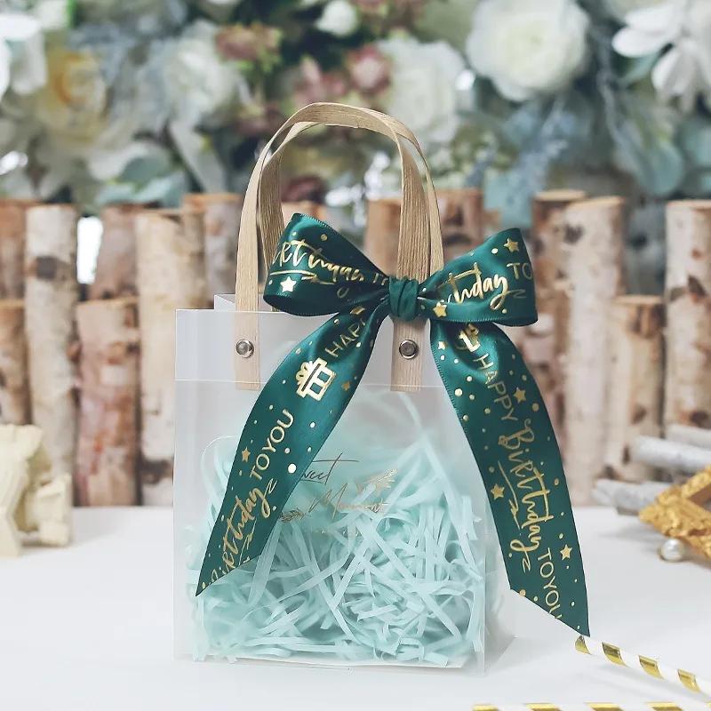 5 st Presentförpackningspåse PVC Genomskinlig Tote Bag Jul Lärarens dag Festival Högtid Presentpåsar Godispåse Lådor för Bröllop