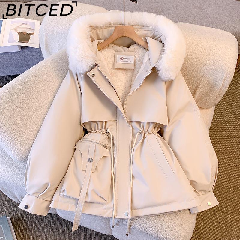 

BITCED Women s Winter Fashion Quilted Coat - Short Style with Fleece Lining, Thickened Puffer Parka XXL