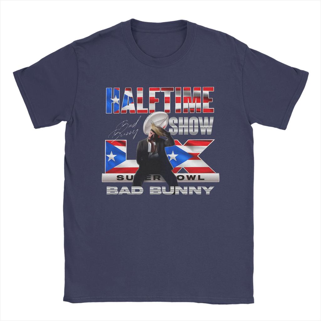 Mens Bad Bunny Puerto Rican Flag Benito Bowl  T Shirts  Pure Cotton Tops Fashion Short Sleeve Round Neck Tees Graphic TShirt