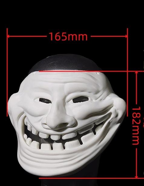 Weiße Troll-Gesichtsmaske DIY Halloween Rollenspiel Maskenball Kostüm Requisite Kostümierung Karnevalsparty Rave Lustige Comic-Lächeln-Maske weiß