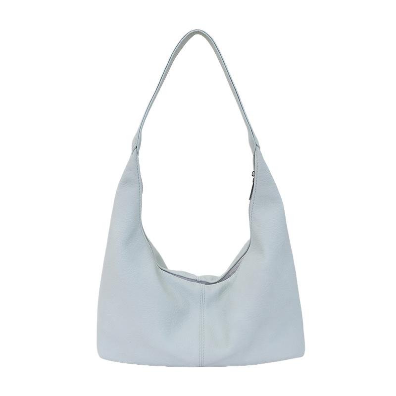 High Quality Soft PU Half Moon Shoulder Crossbody Bag Women Large Capacity Lazy Style Fashion Simple Commute Tote Handbag