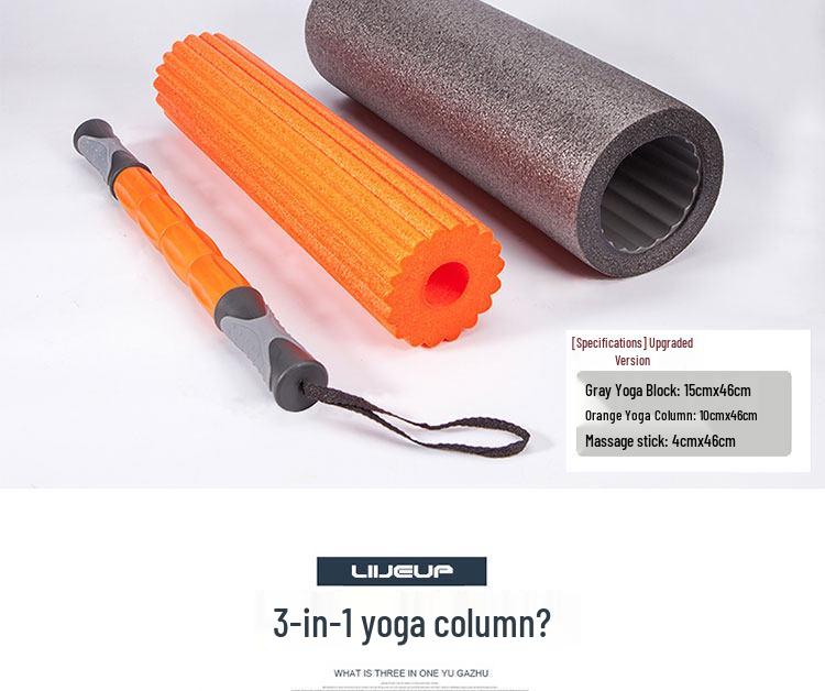 Foam Roller & Massage Stick: Three-in-One Yoga Column for Muscle Relaxation, Fascia Release, and Pilates Fitness Balance.