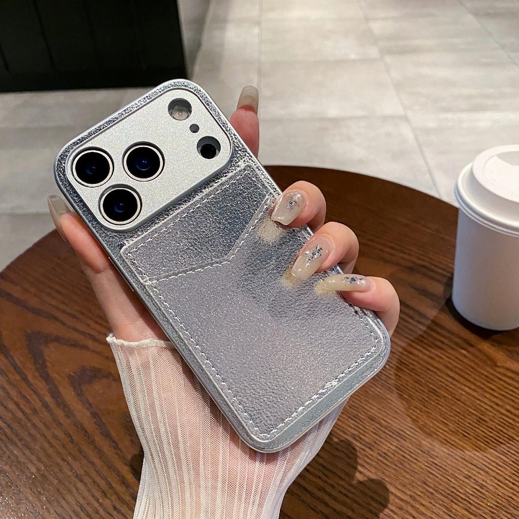 Für iPhone 17 Pro Max Hülle Unifarbene PU-Leder-TPU-Kartenhalter-Handyhülle