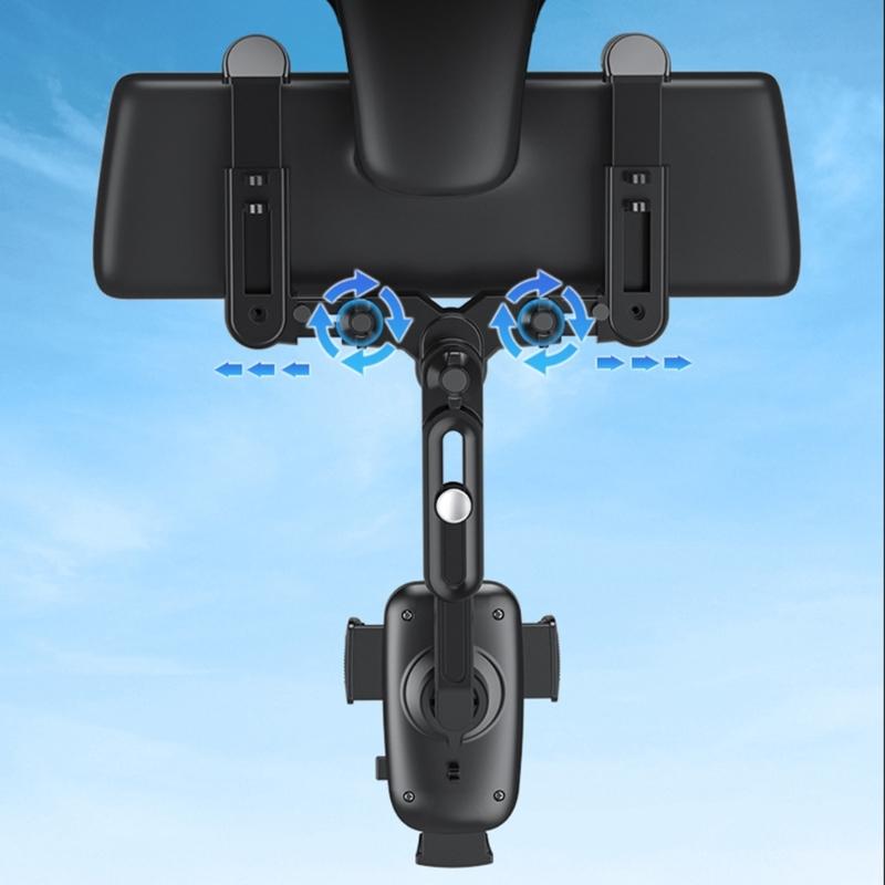 360-degree Rotation-Navigation Mount Mobile Phones Holder Car Adjustable Stand Rearview Mirror Retractable Phone Bracket
