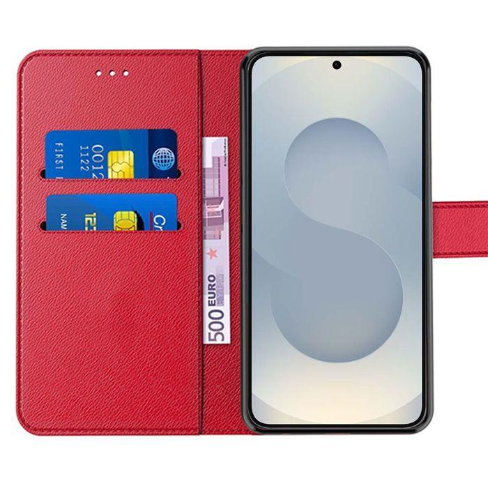 Coque de protection - BOOLING - Samsung Galaxy S25 Plus - Antichoc - Cuir Synthétique - Rouge