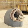 Warm Cat Cave Bed Cozy Pet Calming Nest Plush Hooded Cat Bed Fluffy Winter