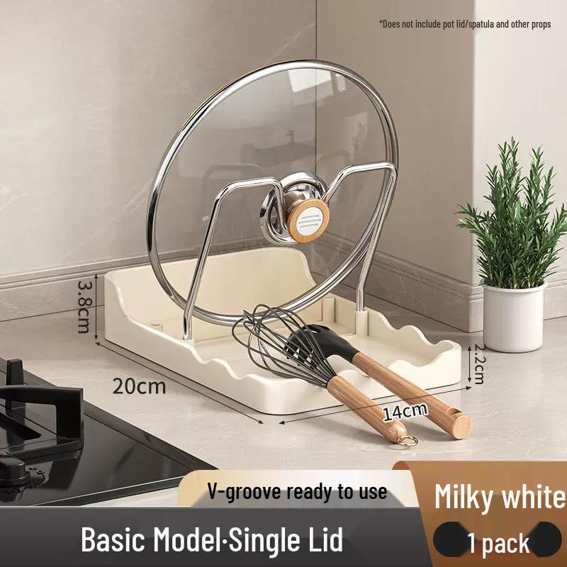Multifunctional Kitchen Countertop Pot Lid and Spatula Rack with Drainage