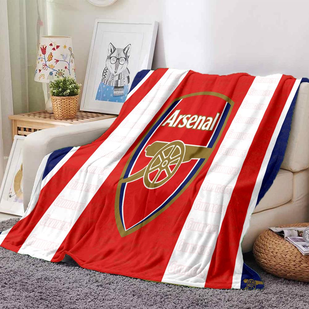 Coperta in Flanella con Stemma dell'Arsenal Football Club, Poliestere Morbido, Design Moderno, Per Tutte le Stagioni per Campeggio, Viaggi, Regali per Feste o Compleanni