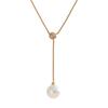 Yhpup Korean Style Stainless Steel Zirconia Chest Chain Drop Imitation Pearl Chic Fashion Necklace for Women Elegant Jewelry