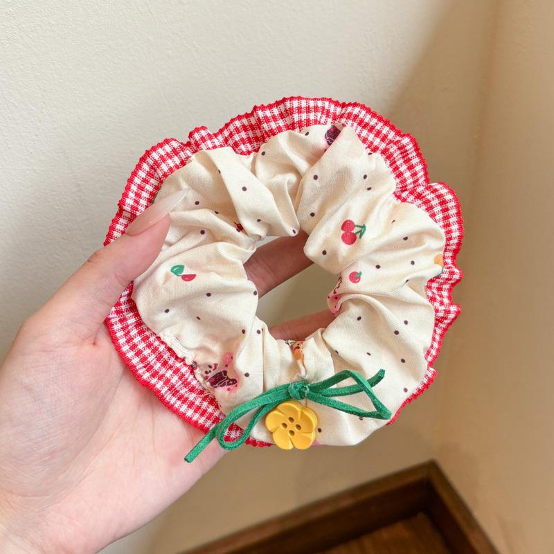 Korean Style Spring/Summer Floral Intestine Hair Scrunchie for Women – Elegant Ponytail Tie and Mori Girl Accessory.