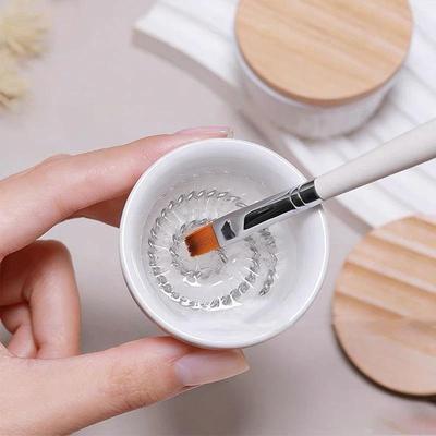 Nail Brush Cleaner Cup Wash Pen Brush Cup With Stainless Steel Mesh Base Nail Drill Bit Cleaning Container Ceramics Cup With Lid