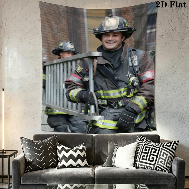Chicago Fire Wall Tapestry Aesthetic Wall Hanging Printed Fabric Blanket Decorative Tapestries for Bedroom Living Room Home Decor