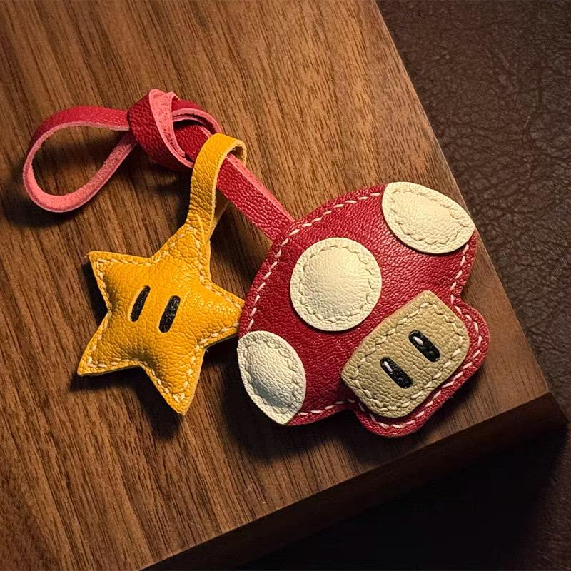 Sheepskin Handmade Real Leather Black No Face Bag Charm KeyChain Gift Cute Decoration For Bags Exquisite Charm Bag Accessories