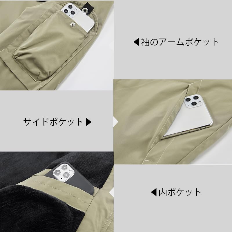 QINPHEN Windproof Jacket for Outdoor Cold Weather Water and Ideal for and Size XL Men's Fleece-Lined Climbing, Protection, Repellent, Breathable,
