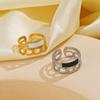 Stainless Steel Vintage White Enamel Open Rings for Women 18K Gold Plated Adjustable Finger Ring Wedding Chic Jewelry