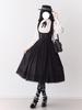 Gothic Lolita Blouse and Suspender Long Sleeves with Detachable French High Mori Girl Black and Size XL [XHSUKADO] 2-Piece Set Skirt, Ribbons, Girly,