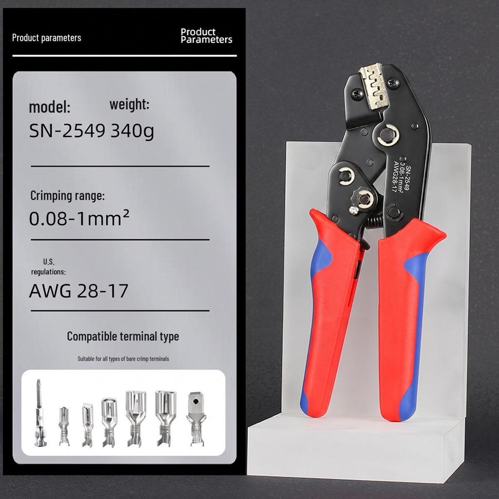 SN Series 7.5-inch Ratcheting Crimping Pliers Set - Multifunctional Cold Terminal Pliers and Mold Accessories.