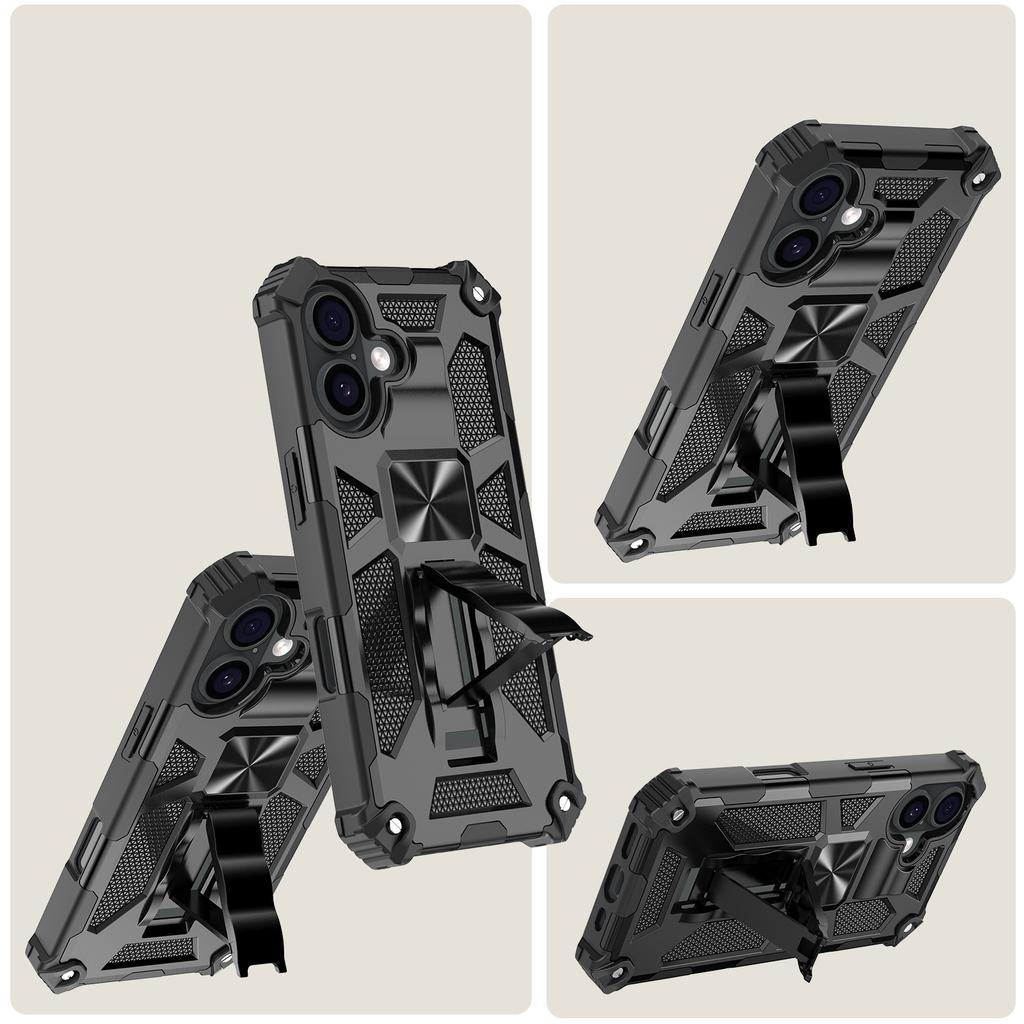 For iPhone 17 Phone Case Kickstand Drop Protection PC+TPU Back Cover