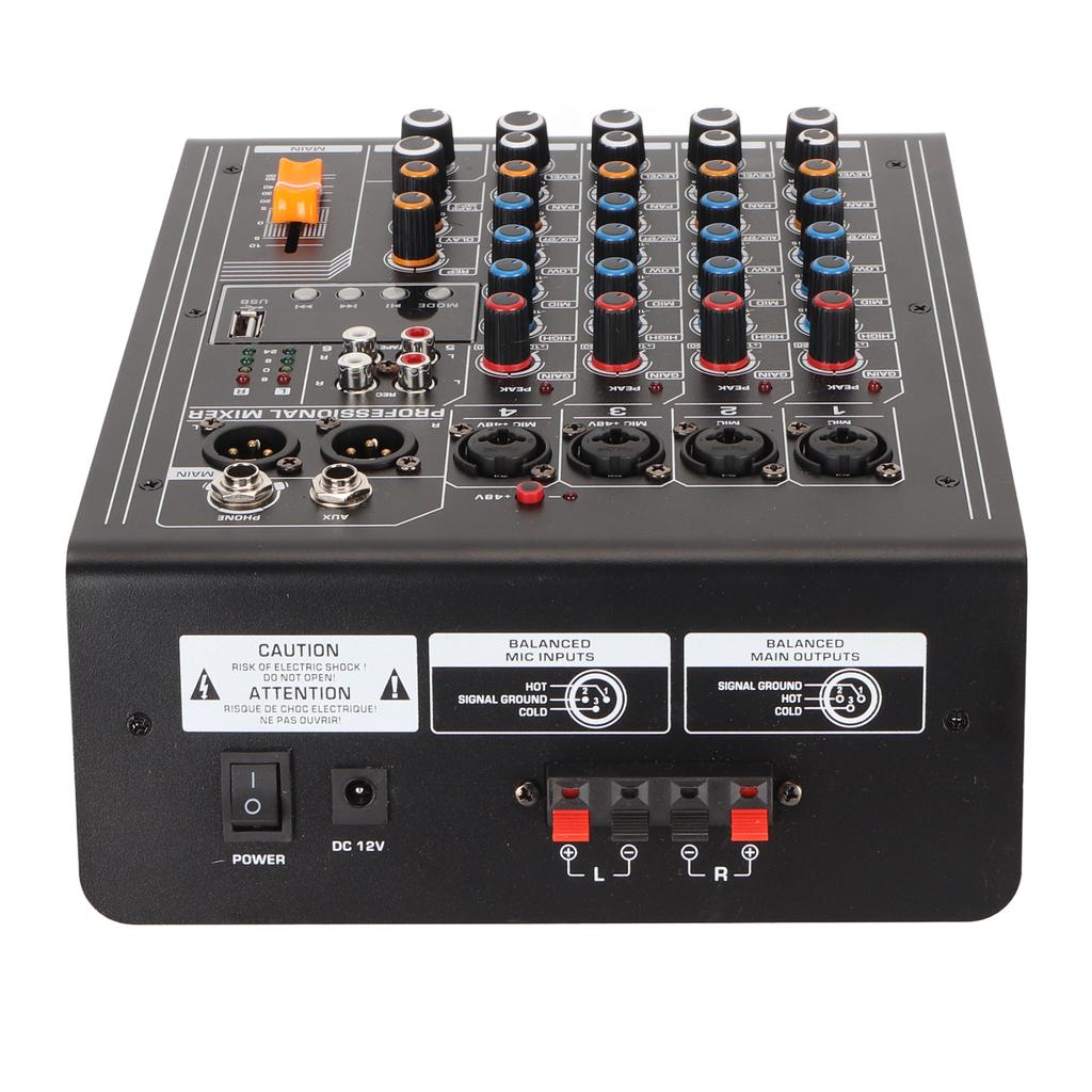 Profesionální 4kanálový mixážní pult Zvuková karta s USB a výkonovým zesilovačem Profesionální mixování zvuku